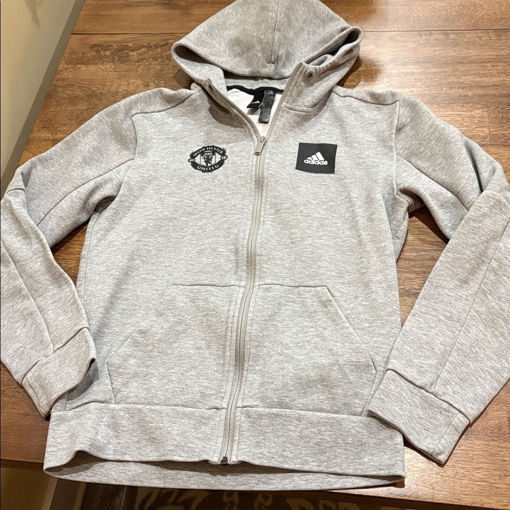 adidas Manchester United Hoodie Jacket. Gray. Men’s XS